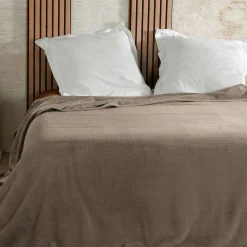 Couvre-Lit Et Édredon|LINDER Couvre lit velours (240 x 260 cm) Gaufré Taupe