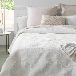 Couvre-Lit Et Édredon|ATMOSPHERA Couvre-lit (260 x 240 cm) Feuilles Ivoire