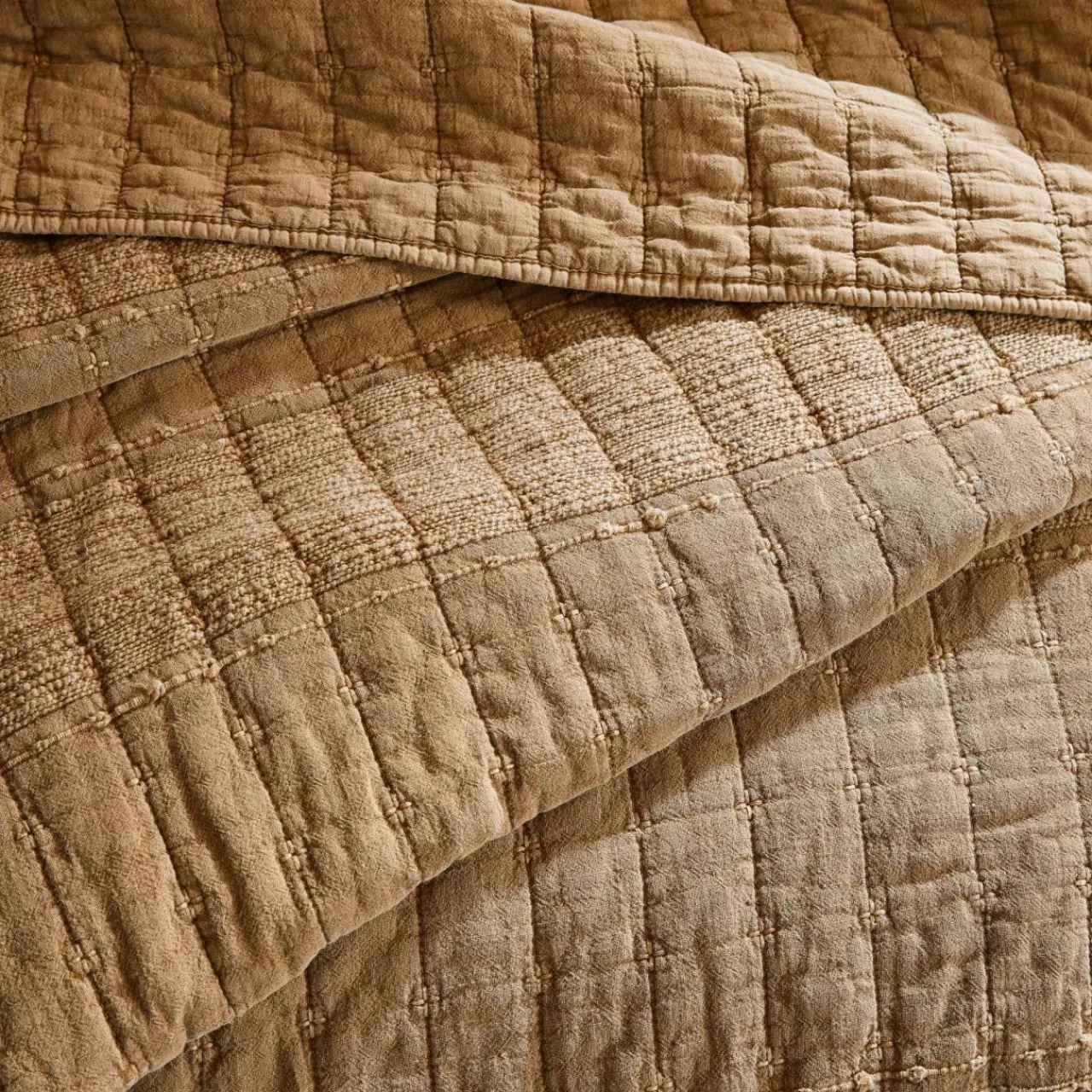 Couvre-Lit Et Édredon|EMINZA Couvre-lit coton matelassé (220 x 240 cm) Lena Camel