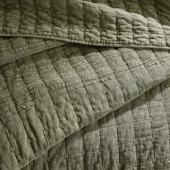 Couvre-Lit Et Édredon|EMINZA Couvre-lit coton matelassé (240 x 260 cm) Lena Vert romarin