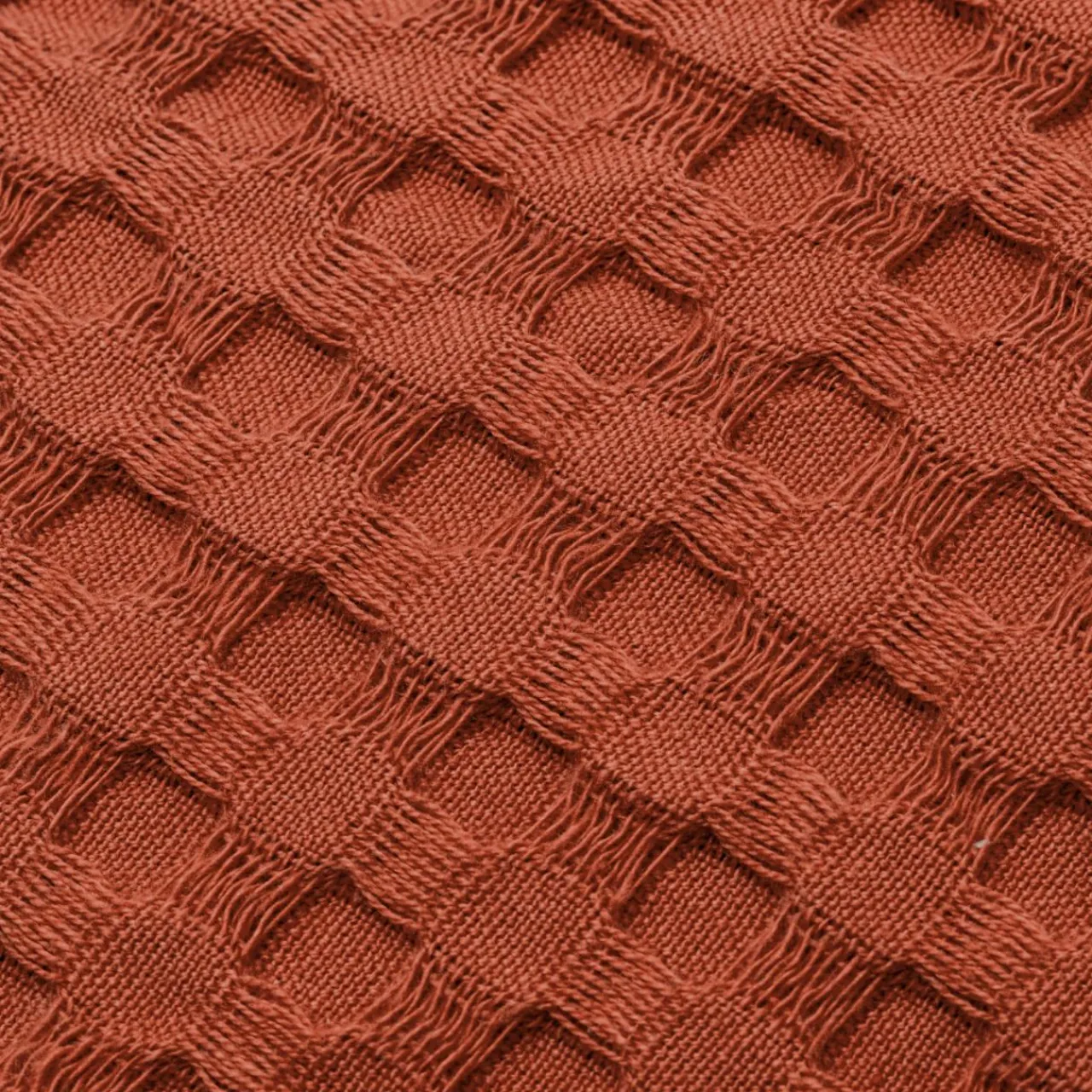 Plaid Et Jeté|Couvre-Lit Et Édredon|EMINZA Couvre-lit coton nid d'abeille (220 x 250 cm) Maya Terracotta