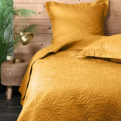 Couvre-Lit Et Édredon|LOVELY CASA Couvre-lit et taies d'oreiller (260 x 240 cm) Cassandre curry Jaune