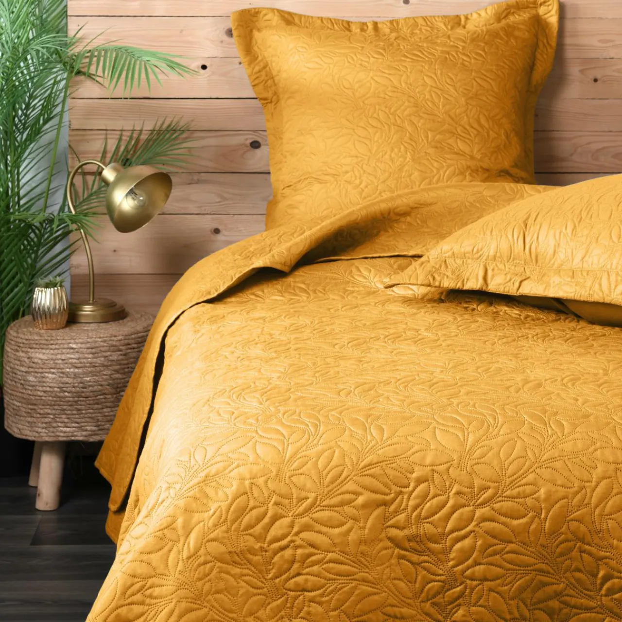 Couvre-Lit Et Édredon|LOVELY CASA Couvre-lit et taies d'oreiller (260 x 240 cm) Cassandre curry Jaune