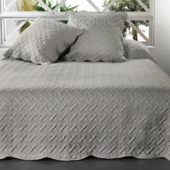 Couvre-Lit Et Édredon|LINDER Couvre-lit et taies d'oreiller (250 x 260 cm) Californie clair Gris