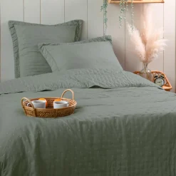 Couvre-Lit Et Édredon|STOF Couvre-lit matelassé et deux taies d'oreiller (240 x 220 cm) Cléo Vert sauge