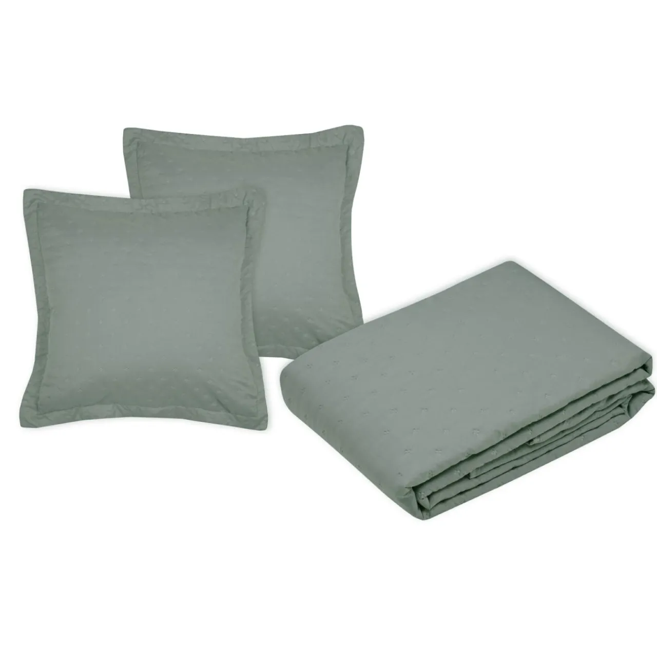 Couvre-Lit Et Édredon|STOF Couvre-lit matelassé et deux taies d'oreiller (240 x 220 cm) Cléo Vert sauge