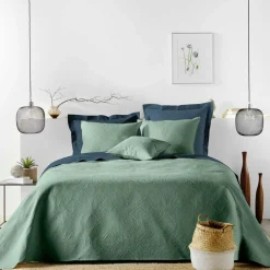 Couvre-Lit Et Édredon|douceur d'intu017drieur Couvre-lit matelassé et deux taies d'oreiller (220 x 240 cm) Romane cédre Vert