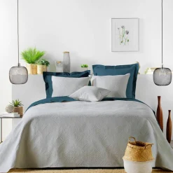 Couvre-Lit Et Édredon|douceur d'intu017drieur Couvre-lit matelassé et deux taies d'oreiller (240 x 260 cm) Romane Gris