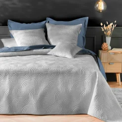 Couvre-Lit Et Édredon|douceur d'intu017drieur Couvre-lit matelassé et deux taies d'oreiller (240 x 260 cm) Solange Gris