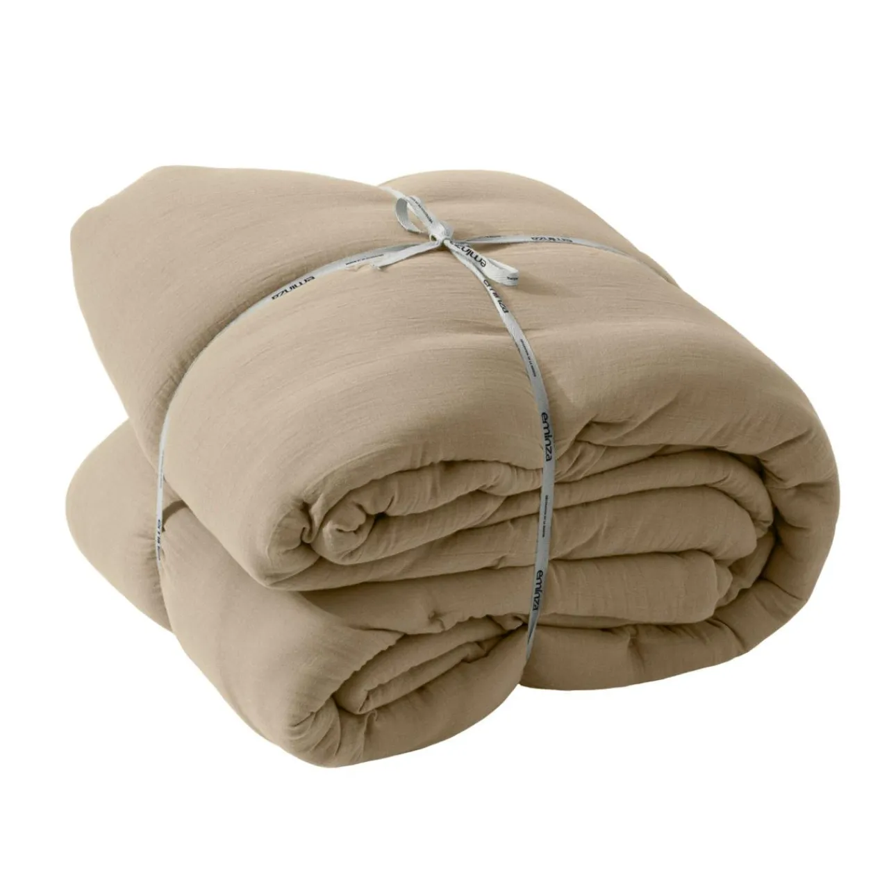 Couvre-Lit Et Édredon|EMINZA Couvre-lit matelassé gaze de coton (260 x 240 cm) Gaïa Ficelle