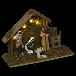 Crèche De Noël|FEERIC LIGHTS Crèche de Noël complète et lumineuse (H30 cm) Sainte-Paloma Naturel