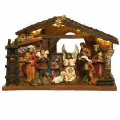 Crèche De Noël|KAEMINGK Crèche de Noël complète et lumineuse (H15 cm) Sainte-Julia