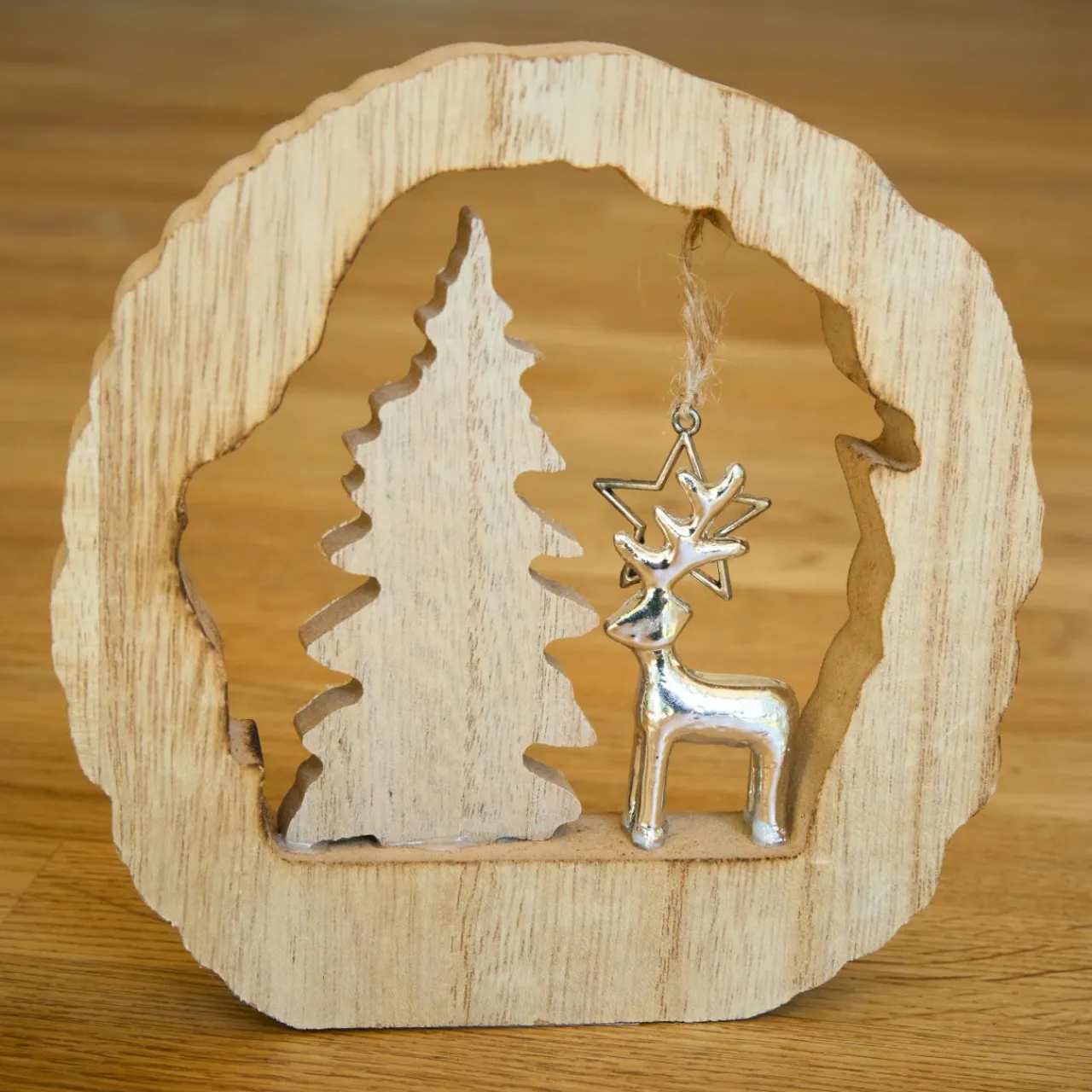 Déco Et Objet De Noël|KAEMINGK Décoration en bois (H14 cm) Renne et sapin Bois blond Naturel