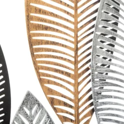 Toile, Cadre, Déco Murale|ATMOSPHERA Décoration murale en métal (H65 cm) Feuilles et Or Noir