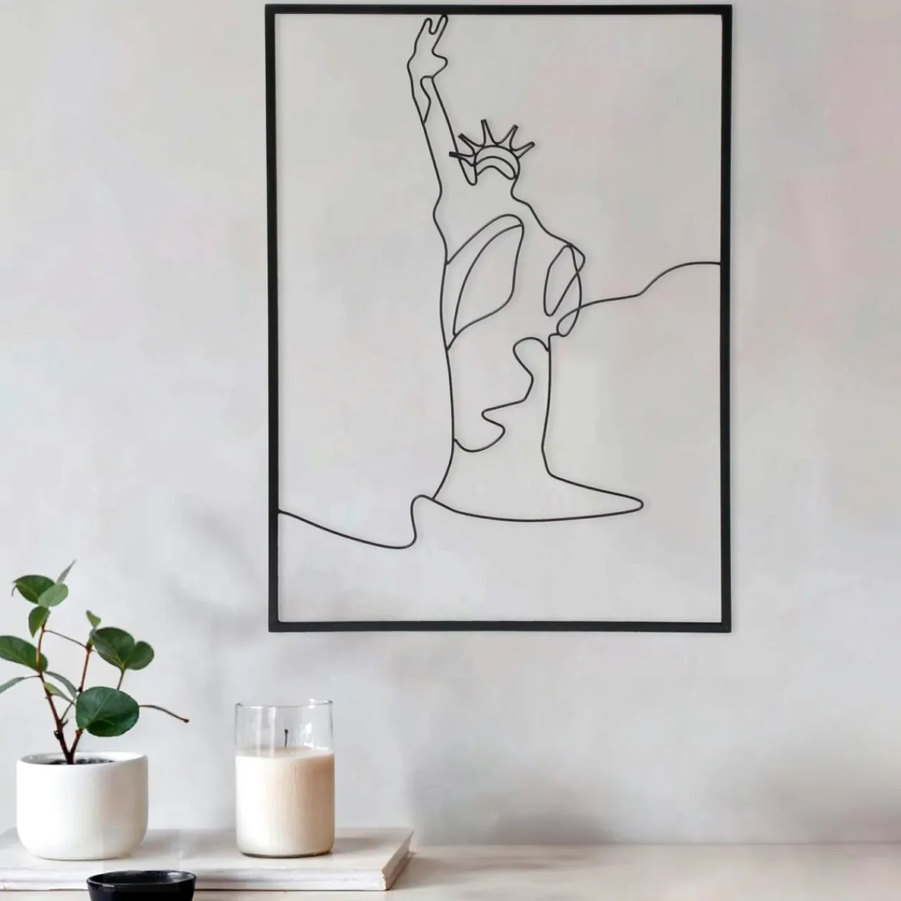 Toile, Cadre, Déco Murale|EMINZA Décoration murale en métal (H40 cm) Statut de la Liberté Noir