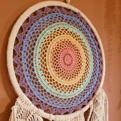 Toile, Cadre, Déco Murale|#N/A Décoration murale macramé (H110 cm) Attrape-rêve Arc-en-ciel Multicolore