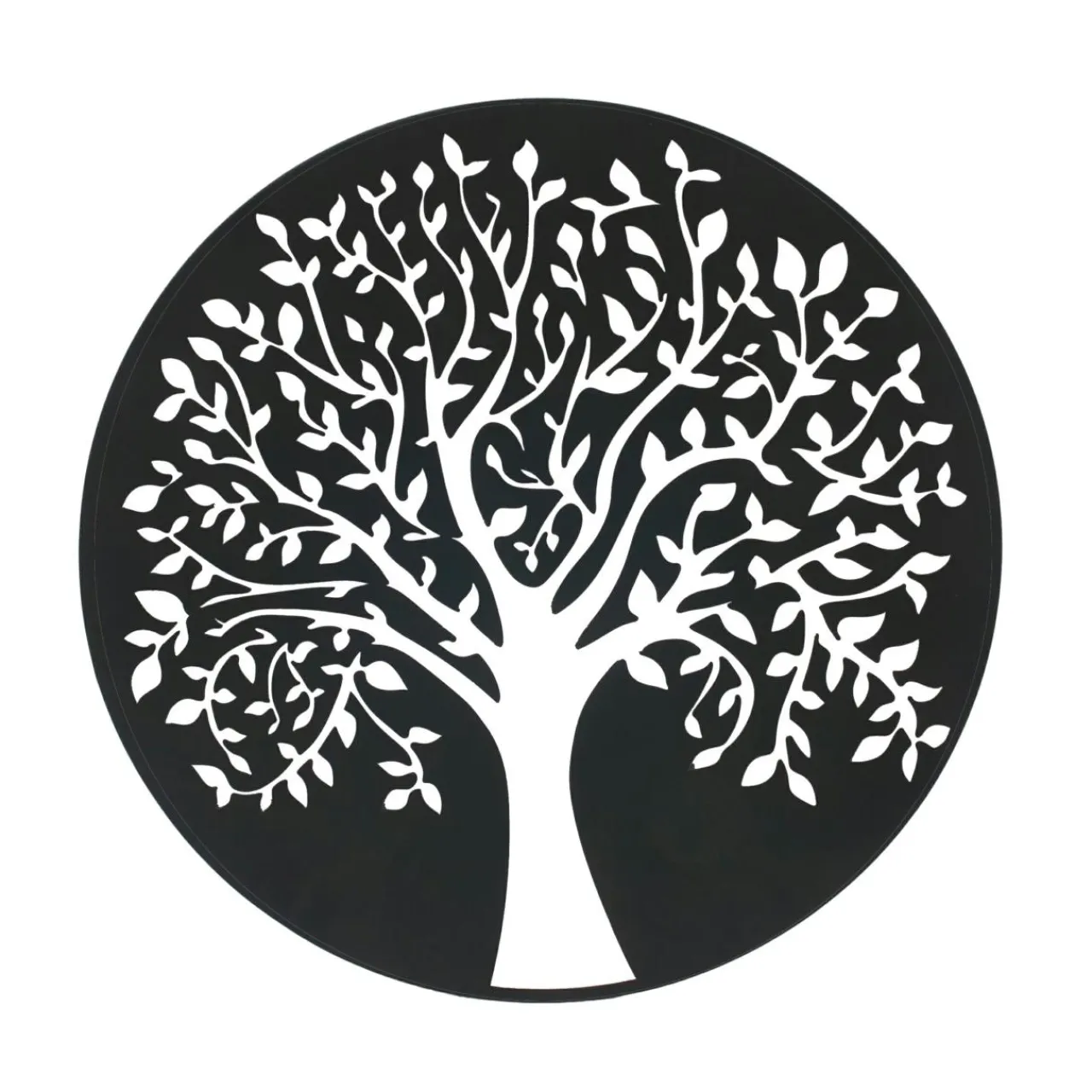Toile, Cadre, Déco Murale|EMINZA Décoration murale ronde en métal (D60 cm) Arbre de vie Noir