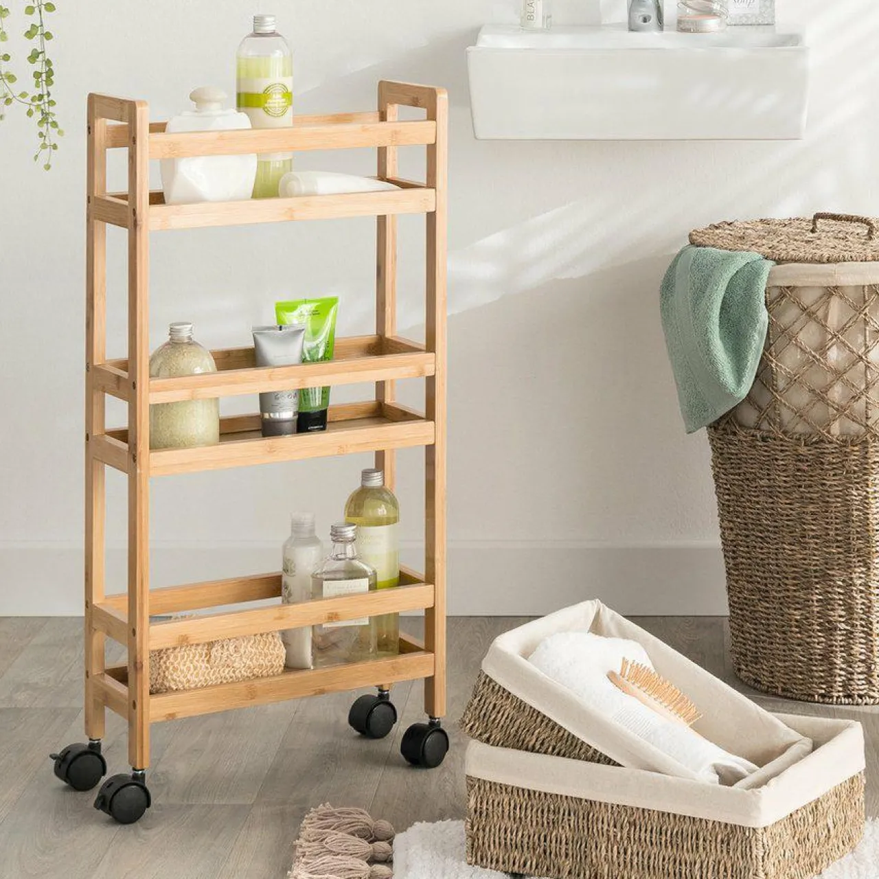 Desserte, Meuble|ATMOSPHERA Desserte 3 niveaux bambou (H74,5 cm) Pia Naturel