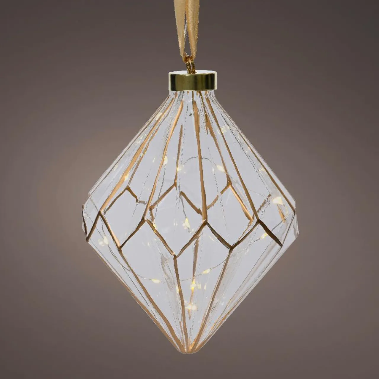 Déco Et Objet De Noël|Déco Et Objet Lumineux|KAEMINGK Diamant lumineux à piles 15 LED (H20 cm) Vintage /blanc chaud Or