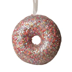 Décoration De Sapin|KAEMINGK Donut de Noël à suspendre (D9 cm) Gourmandise pailleté Rose