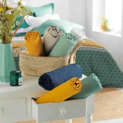 Drap Housse|DOUCEUR D'INTERIEUR Drap housse coton bio (180 x 200 cm) Biolina Vert sauge