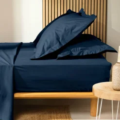 Drap Housse|DOUCEUR D'INTERIEUR Drap housse coton bio (90 x 190 cm) Biolina Bleu nuit