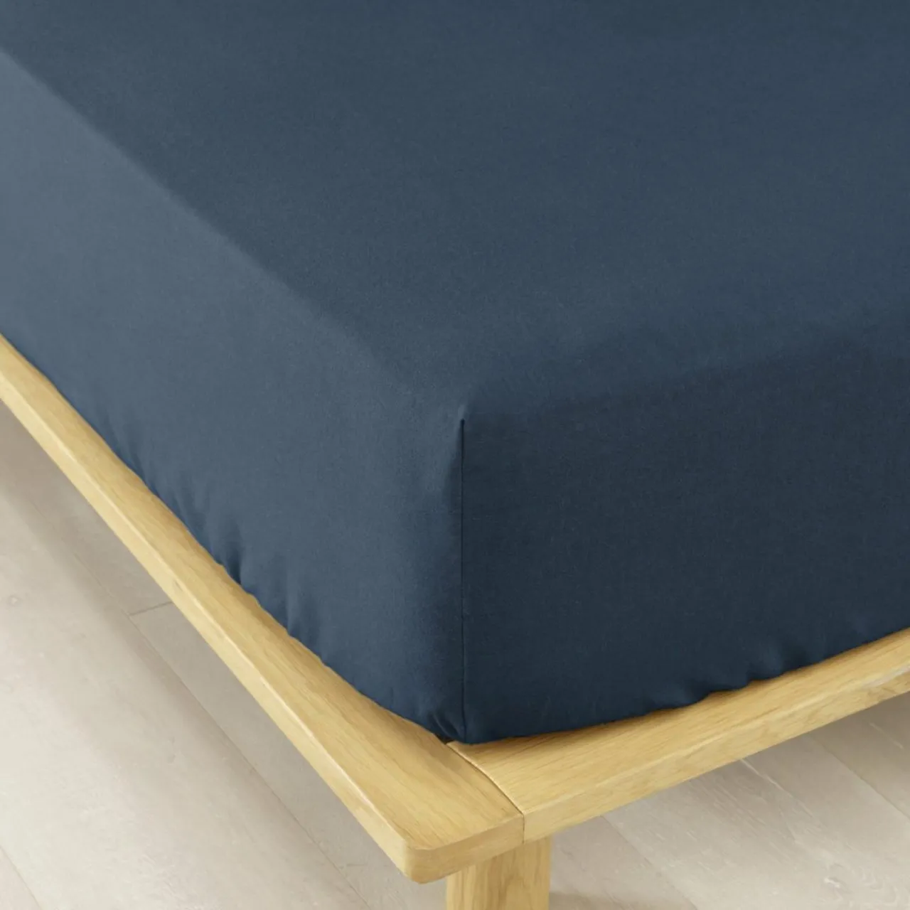 Drap Housse|EMINZA Drap housse flanelle de coton (90 x 190 cm) Théa Bleu nuit