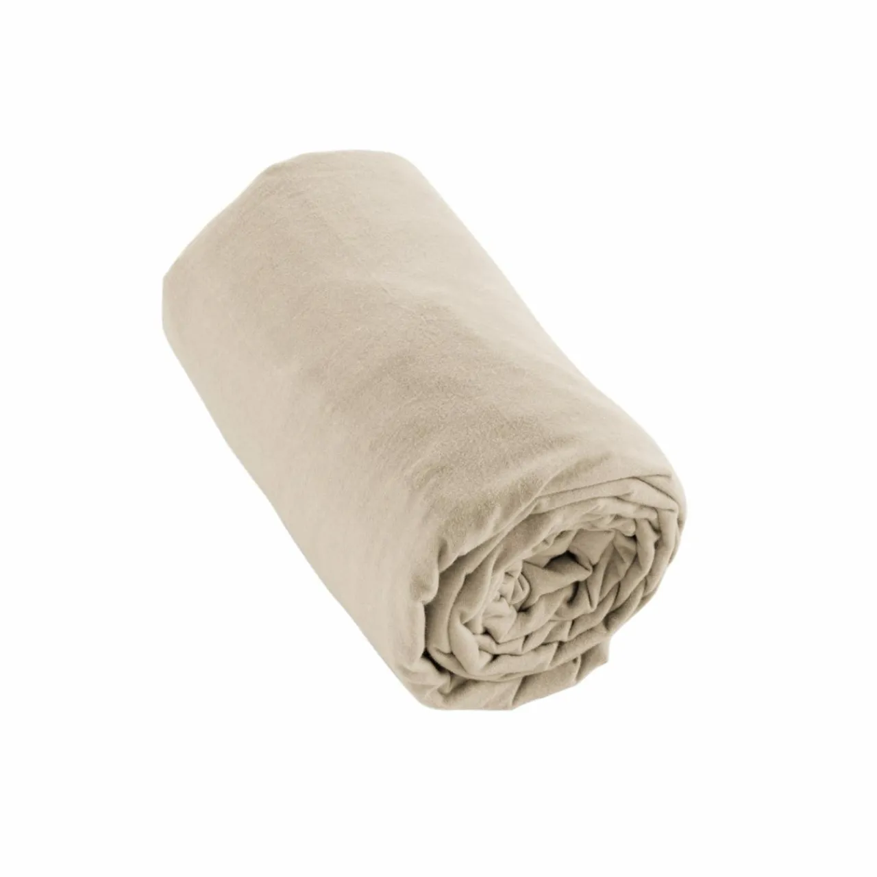 Drap Housse|EMINZA Drap housse flanelle de coton (200 x 200 cm) Nina Beige