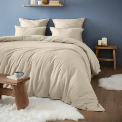 Drap Housse|EMINZA Drap housse flanelle de coton (200 x 200 cm) Nina Beige