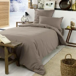 Drap Housse|EMINZA Drap housse flanelle de coton (90 x 200 cm) Nina Ficelle