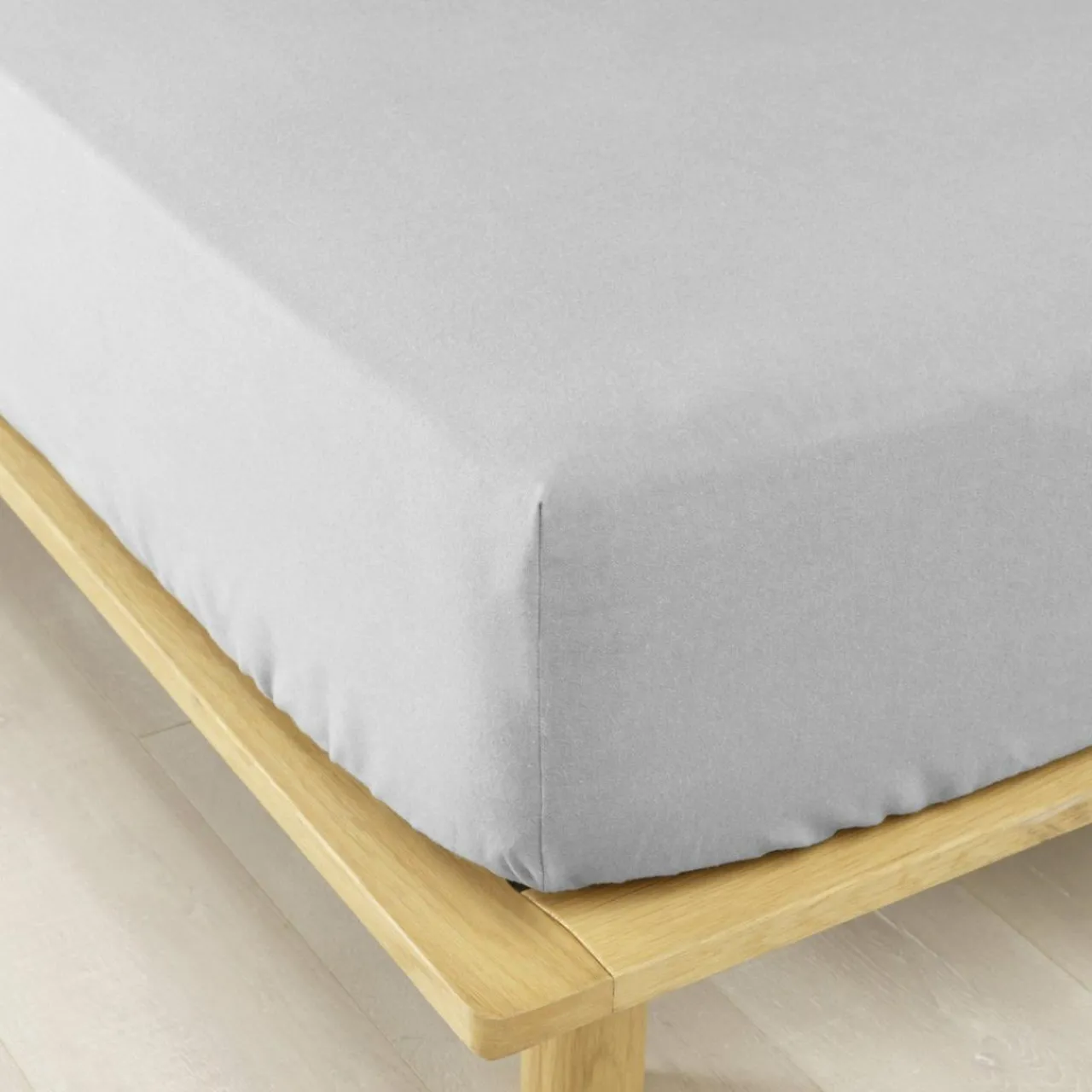 Drap Housse|EMINZA Drap housse flanelle de coton (140 x 190 cm) Théa Gris clair
