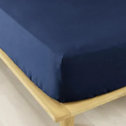 Drap Housse|EMINZA Drap housse flanelle de coton (200 x 200 cm) Nina Bleu nuit