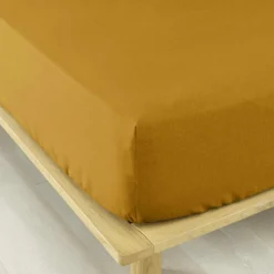 Drap Housse|EMINZA Drap housse flanelle de coton (200 x 200 cm) Nina Jaune ocre