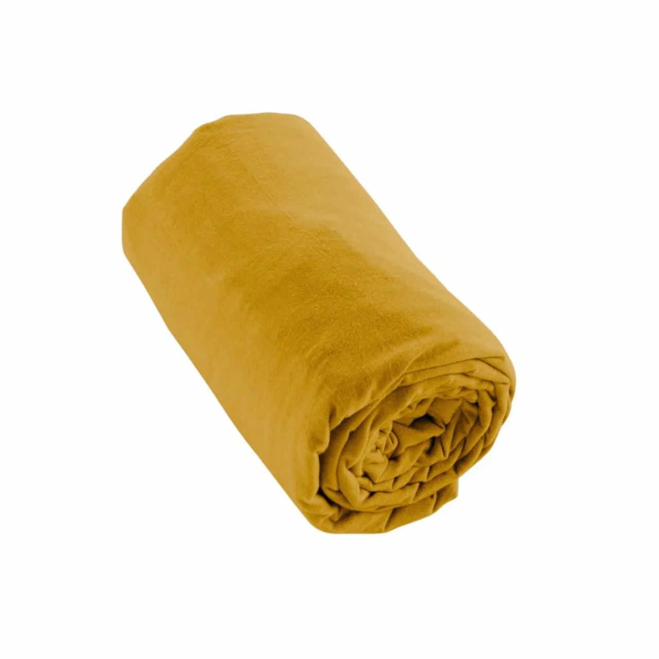 Drap Housse|EMINZA Drap housse flanelle de coton (200 x 200 cm) Nina Jaune ocre