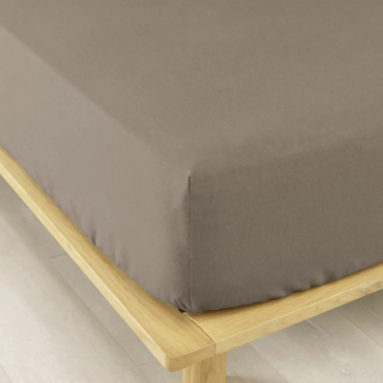 Drap Housse|EMINZA Drap housse flanelle de coton (160 x 200 cm) Nina Ficelle