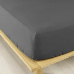 Drap Housse|EMINZA Drap housse flanelle de coton (200 x 200 cm) Nina Gris Anthracite