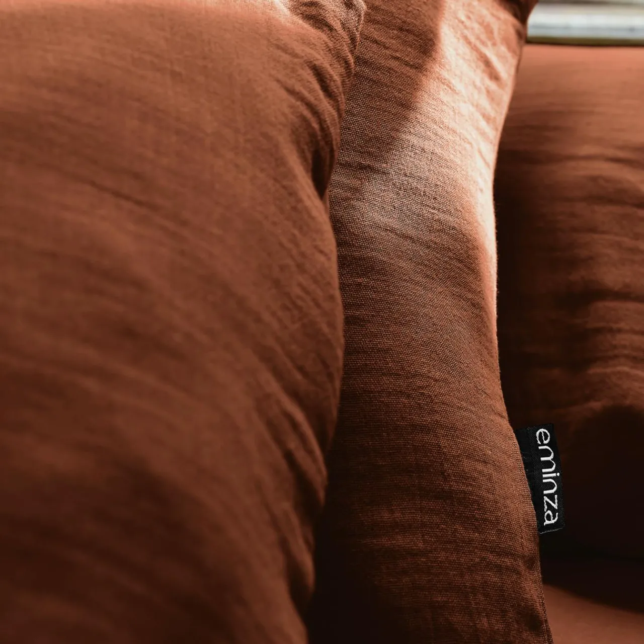 Drap Housse|EMINZA Drap housse gaze de coton (140 x 190 cm) Gaïa Terracotta