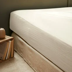 Drap Housse|EMINZA Drap housse gaze de coton (140 x 190 cm) Gaïa pampa Beige