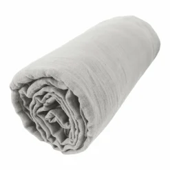 Drap Housse|EMINZA Drap housse gaze de coton (140 x 200 cm) Gaïa Gris nuage Gris clair