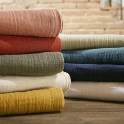 Drap Housse|EMINZA Drap housse gaze de coton (140 x 200 cm) Gaïa Bleu canard