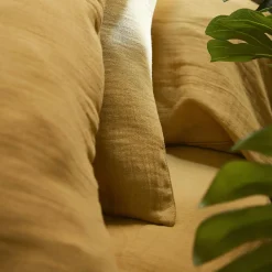 Drap Housse|EMINZA Drap housse gaze de coton (140 x 200 cm) Gaïa Jaune safran