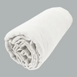 Drap Housse|EMINZA Drap housse gaze de coton (90 x 190 cm) Gaïa chantilly Blanc