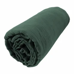 Drap Housse|EMINZA Drap housse gaze de coton (200 x 200 cm) Gaïa Vert sapin