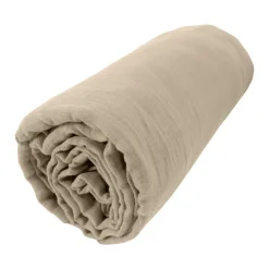 Drap Housse|EMINZA Drap housse gaze de coton (200 x 200 cm) Gaïa Ficelle