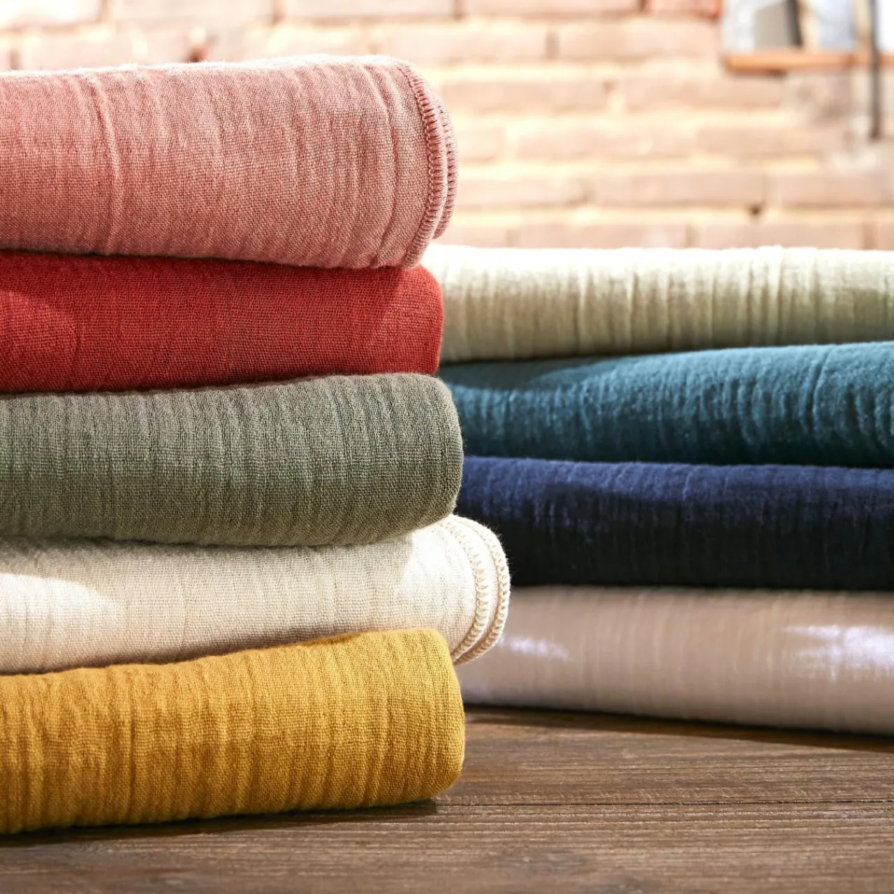 Drap Housse|EMINZA Drap housse gaze de coton (200 x 200 cm) Gaïa Vert tilleul