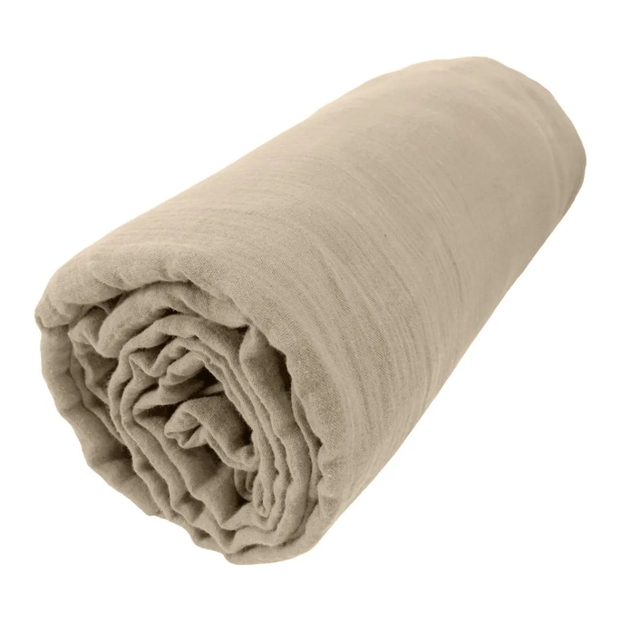 Drap Housse|EMINZA Drap housse gaze de coton (90 x 200 cm) Gaïa Ficelle