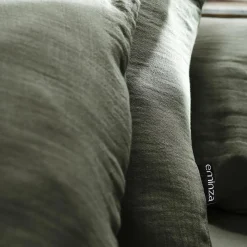 Drap Housse|EMINZA Drap housse gaze de coton (140 x 200 cm) Gaïa Vert romarin