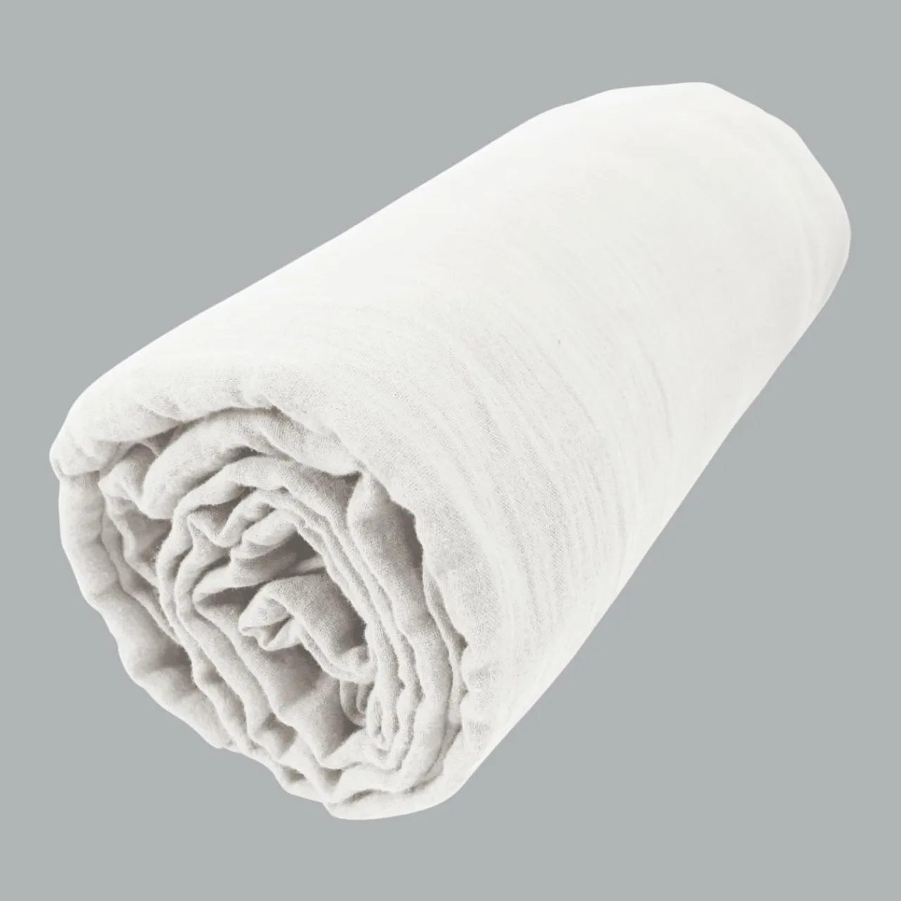 Drap Housse|EMINZA Drap housse gaze de coton (90 x 200 cm) Gaïa chantilly Blanc