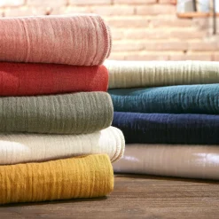 Drap Housse|EMINZA Drap housse gaze de coton (90 x 200 cm) Gaïa Abricot