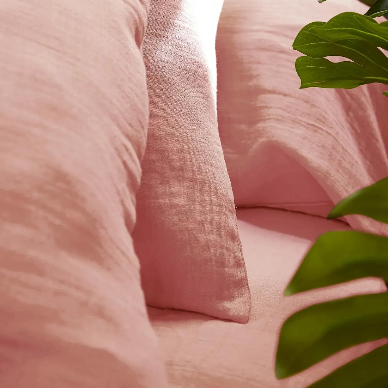 Drap Housse|EMINZA Drap housse gaze de coton (90 x 200 cm) Gaïa Rose Pêche